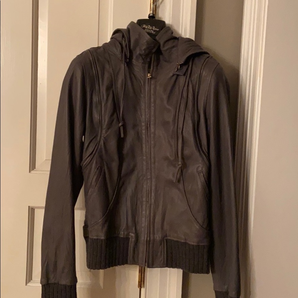 Mike & Chris leather jacket with hood